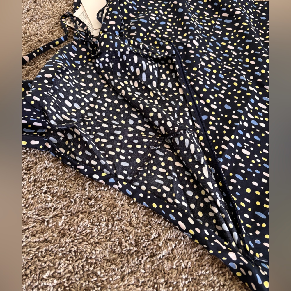 UNIQLO Cassie Byrnes Navy Abstract Print Camisole Dress Spaghetti Strap M NWT - Picture 9 of 9